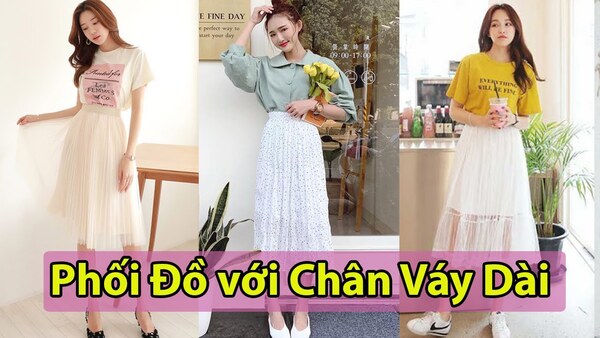 Chân váy trắng dài mặc với áo gì