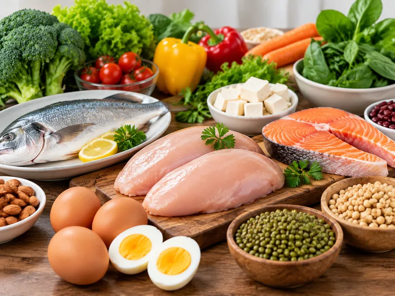 Kết hợp thịt gà với cá, trứng, đậu và rau củ giúp thực đơn giàu dưỡng chất hơn mỗi ngày.